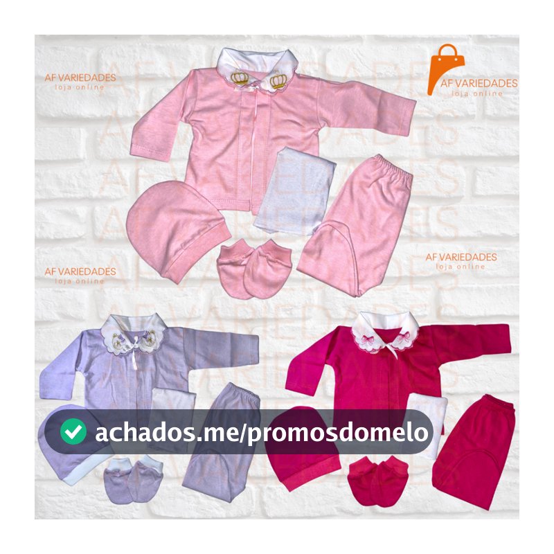 Kit Pagão Bebê 3 Conjuntos Recém Nascido Menino Menina Com 15 Peças Envio Imediato RN