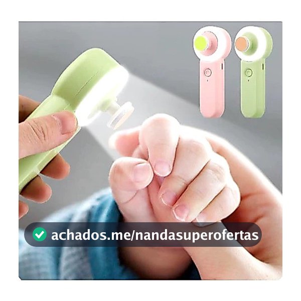 Cortador de Unhas Elétrico com Luz Led Para Bebê Crianças Recarregável Com 6 Lixas DKL