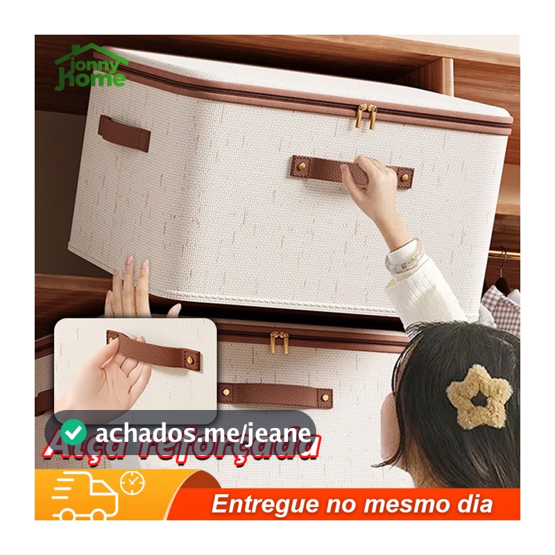 Caixa de armazenamento de 56L roupas de algodão cremalheira  tecido cesta dobrável quarto
