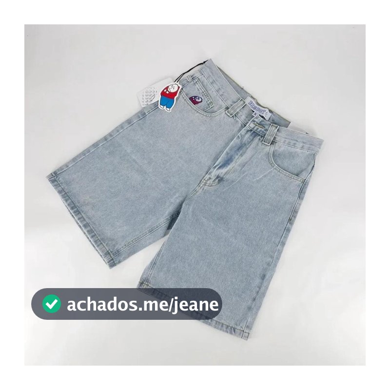Retro Y2k Big Boy Bordado Jeans Hip Hop Desenho Animado Streetwear Calção De Ganga Baggy Harajuku Ginásio Basquetebol