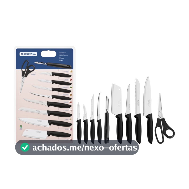 Jogo de facas Tramontina Plenus Com 10 peças Facas Para Churrasco Faqueiro