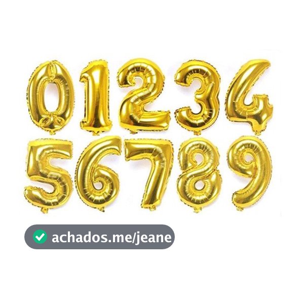 Balão de Número Metalizado 40cm Aniversário Festa Decoração Ouro Dourado