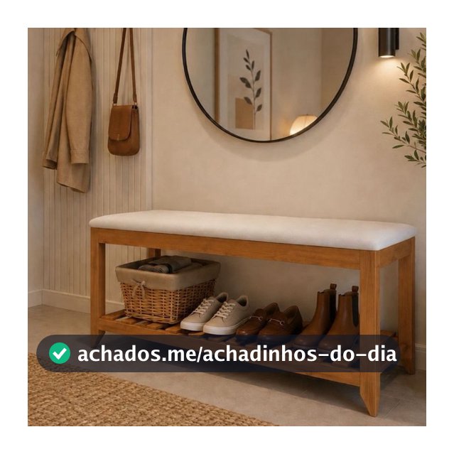 Banco para Hall de Entrada com Sapateira em Madeira