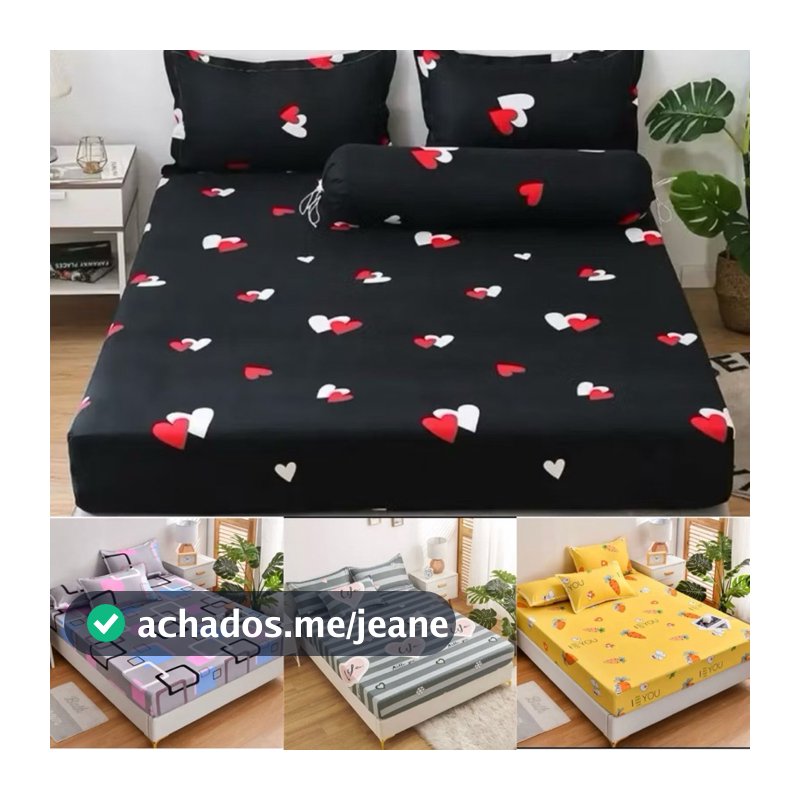 Jogo Lençol Casal Solteiro Com Elastico Estampado Linha premium