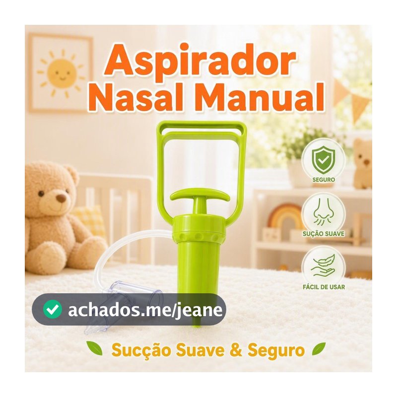 1 Conjunto Aspirador Nasal Verde Com Sistema De Sucao Suave Que Nao Causa Desconforto Ao Seu Bebe