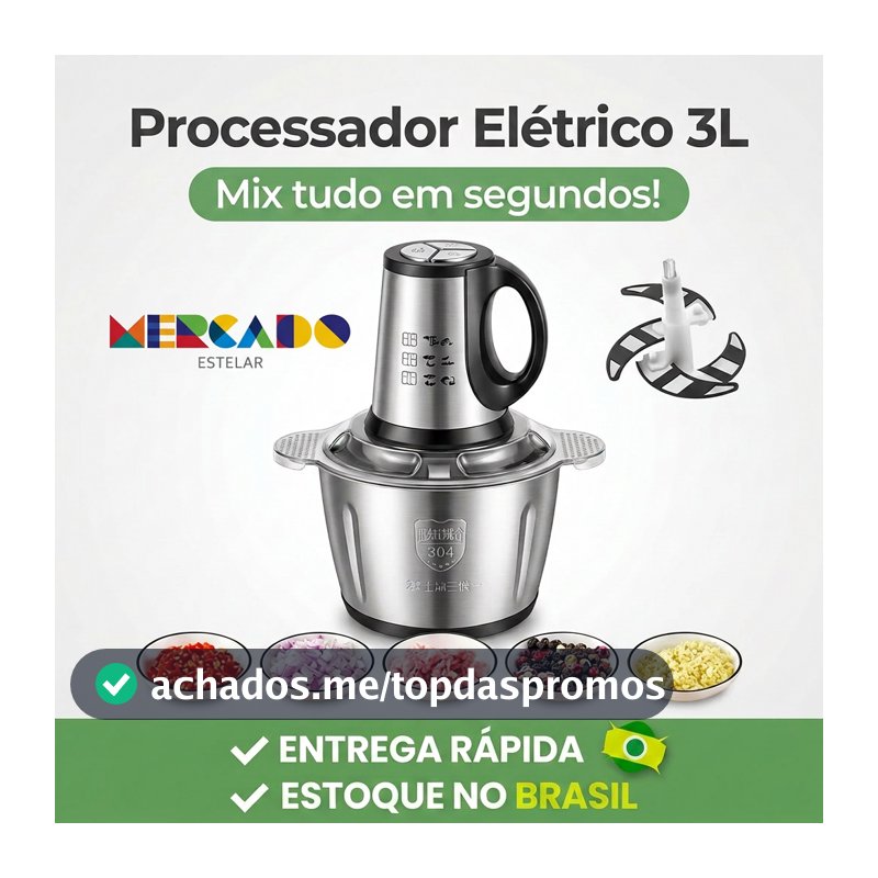 3L Picador De Alimentos Moedor De Carne Mixer Elétrica Processador Cozinha Casa Alho - 110v-220v