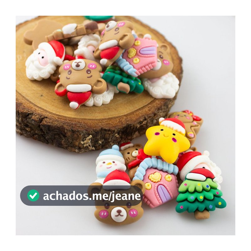 10/50 Pçs Apliques de Natal 3cm Para Laços, Enfeites Natalinos, Artesanato Escolha o Modelo