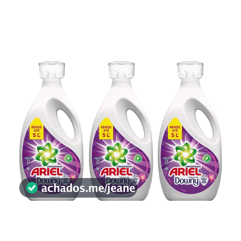 Kit Sabão Líquido Concentrado Ariel com toque de Downy 2L com 3 Unidades