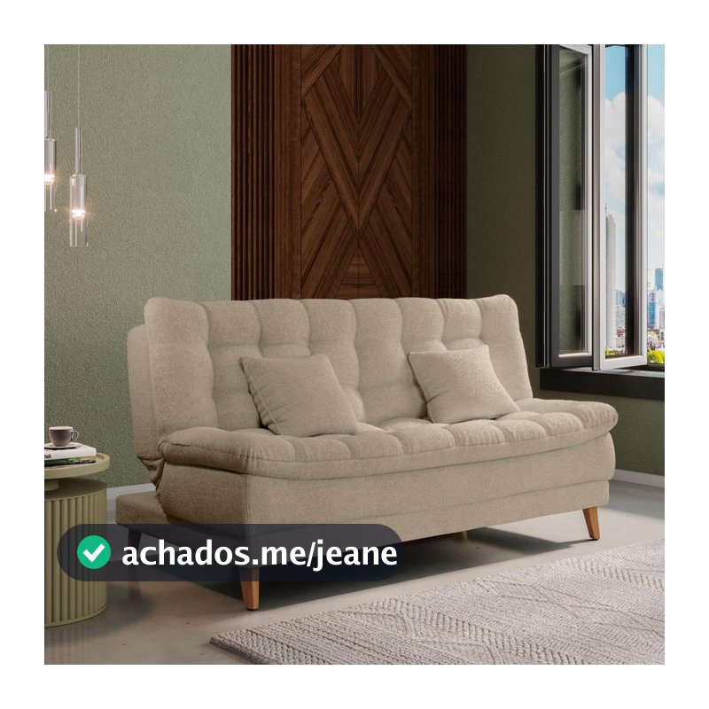 Sofá Cama 3 lugares 1,85 mts Duda Matrix Bege
