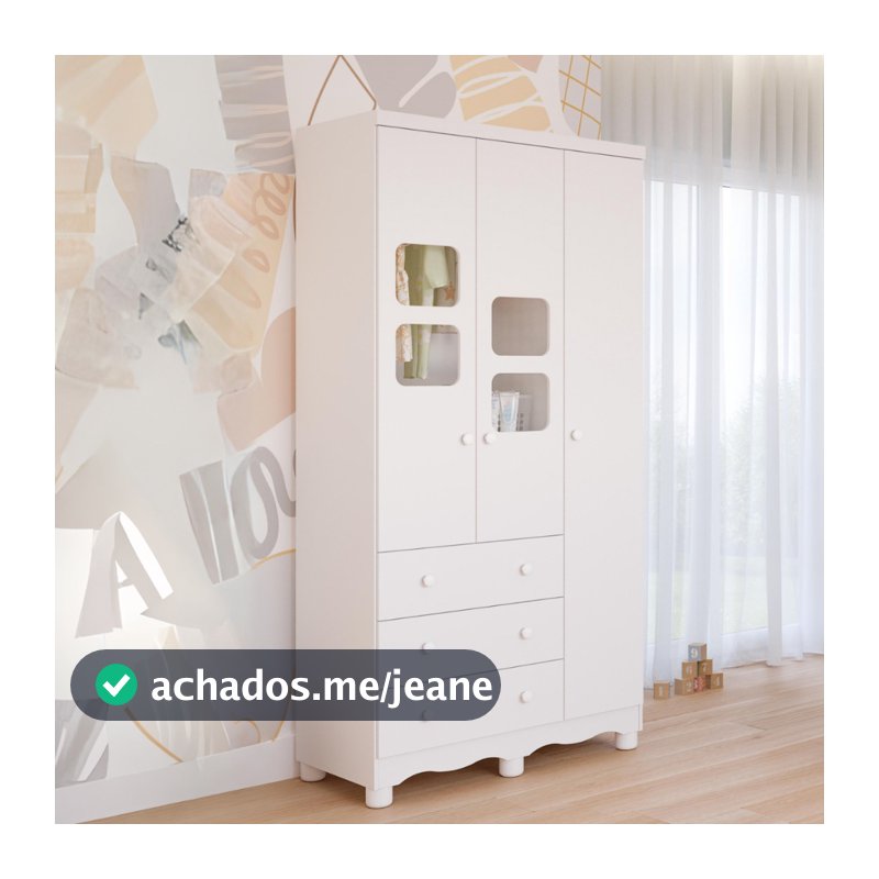 Guarda Roupa infantil Uli 3 Portas e 3 Gavetas 100% MDF
