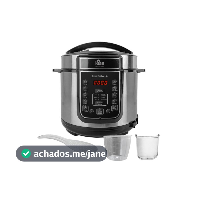 Panela de Pressão Elétrica Kian 5 Litros 900W 127V  Inox/Preto PPE-101