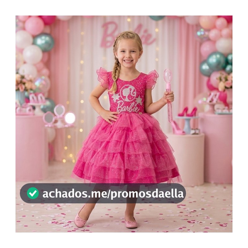 Vestido Infantil Barbie luxo festa + Brinde