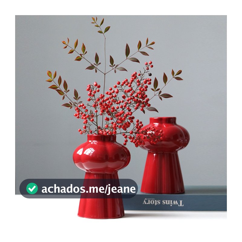 Vaso De Cerâmica Vermelho Festivo Para Flores Secas , Decoração Ano Novo , Casamento E Inauguração De Casa