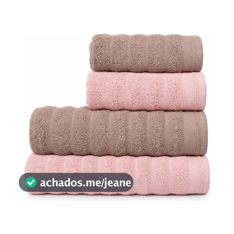 Jogo/Kit 4 Toalhas (2 Banhão + 2 Rosto) Fio Penteado Grossa Grande 100% Algodão Aura Atlântica 520g/m²