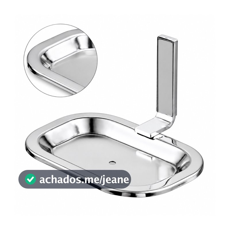 Saboneteira de Parede Inox Stander Square 11 x 8 cm Fixação Dupla Oculta Banheiro