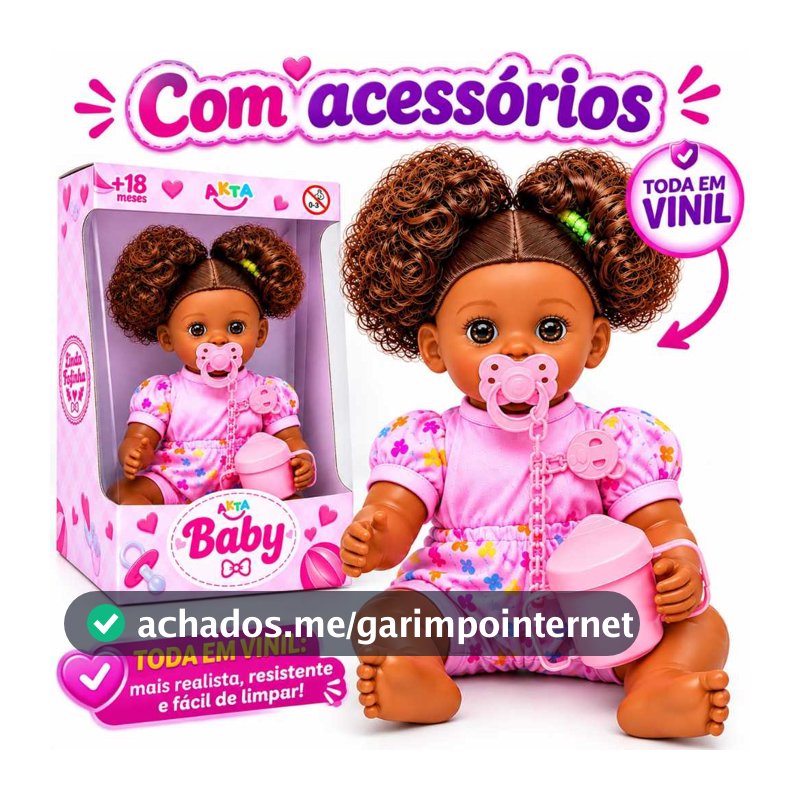 Boneca Negra Bebê Reborn Afro Articulada 32cm Toda Vinil Com Acessórios - Envio Imediato -