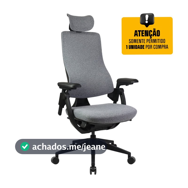 Cadeira de Escritório Dr. Office Adapt Plus, Ajustável, Tecido, 3D, Reclinável, Preta e Cinza