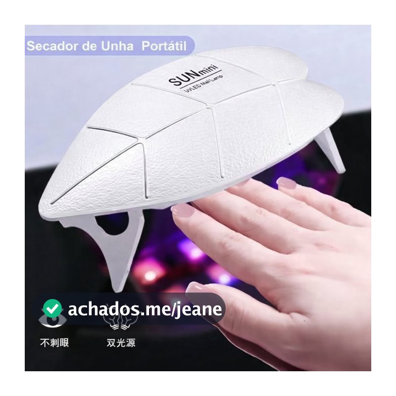 Secador de Unhas UV LED Portátil SUNmini | Cabine Gel Compacta Dobrável | Secagem Rápida Esmalte Gel