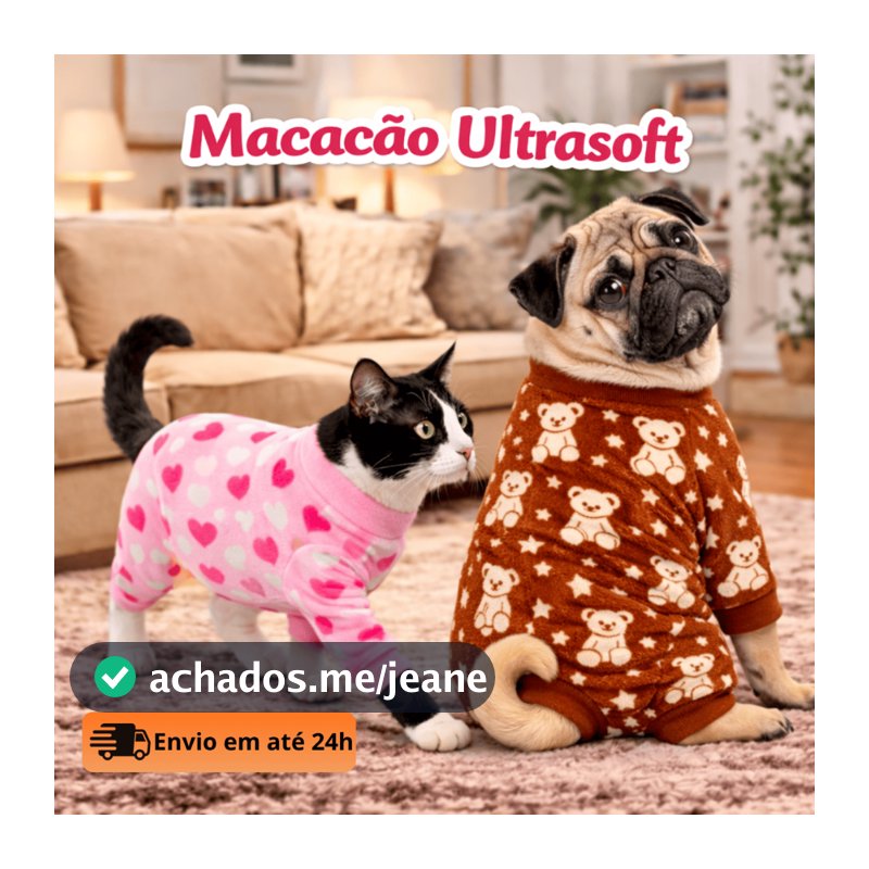 Macacão Pet Ultrasoft Roupa para Cachorro Inverno Pequeno Porte Super Quentinho
