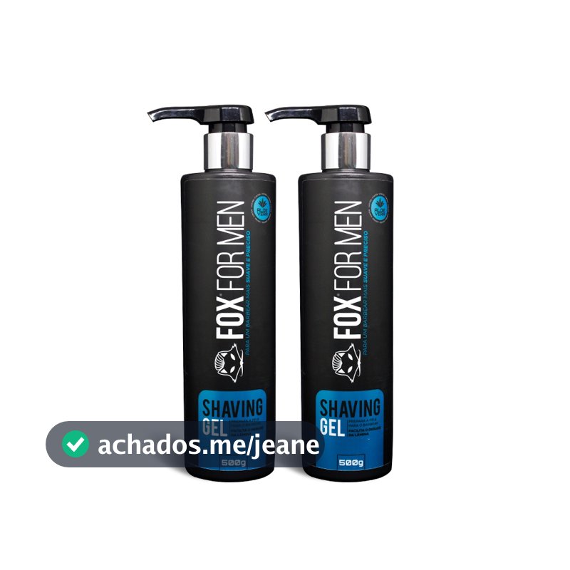 Kit 2 Shaving Gel Barbear 500g Fox For Men Transparente Aloe Vera Mentol