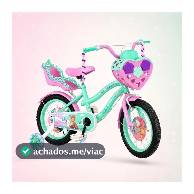 Bicicleta Infantil Verde Menina Aro 16 Lovers 1 Led Premium
