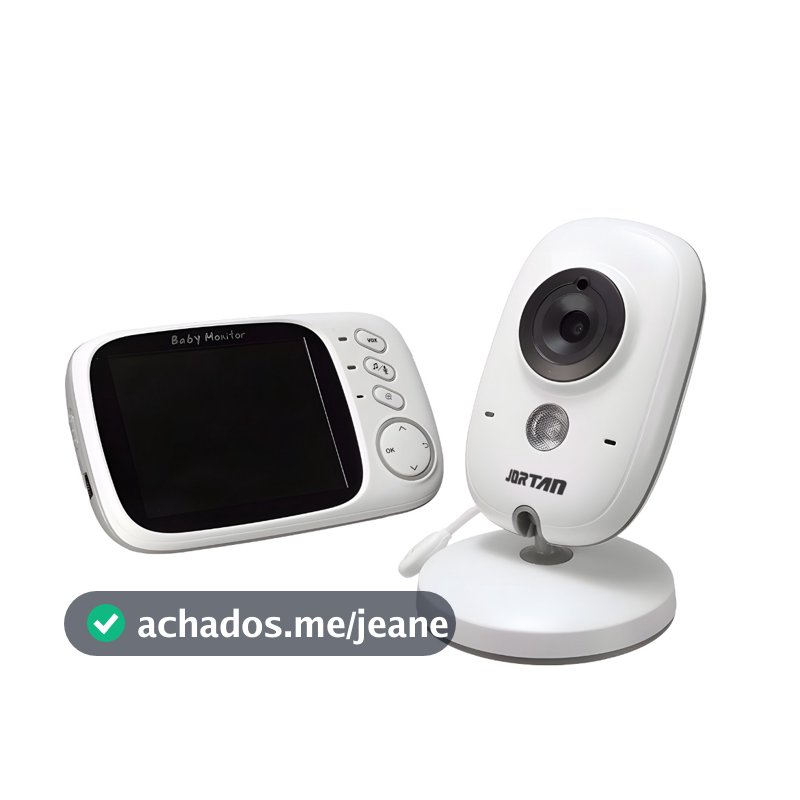 Babá Eletrônica Branca com Monitor Visão Noturna e Audio Sensor de Temperatura