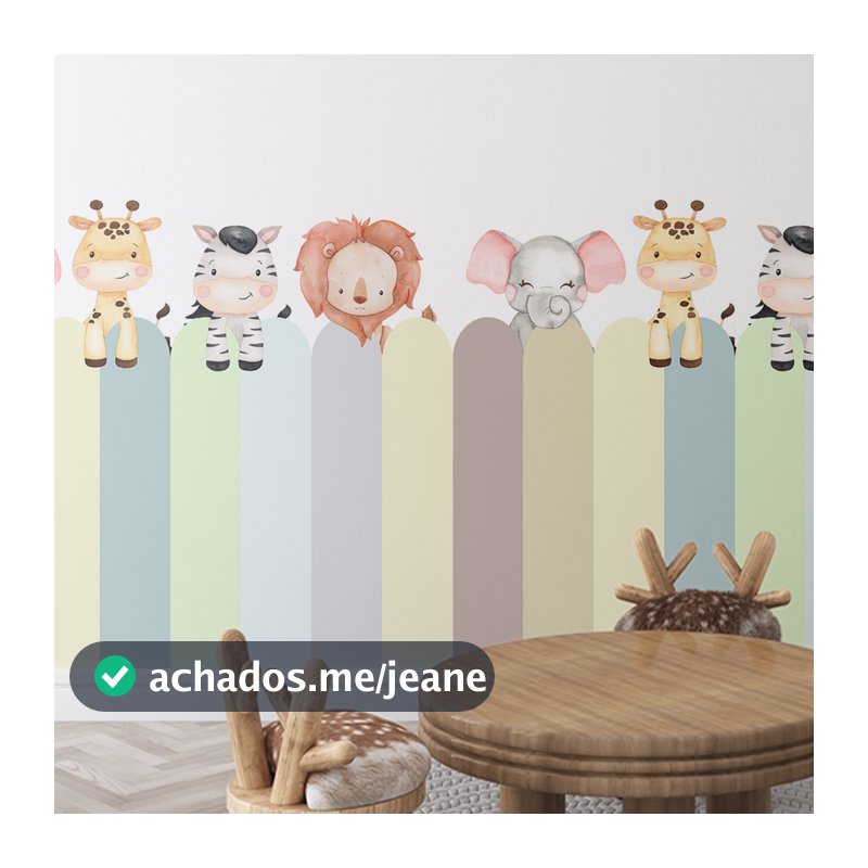 Adesivo De Parede Infantil Cerca Cerquinha Safari Aquarela Quarto Bebe