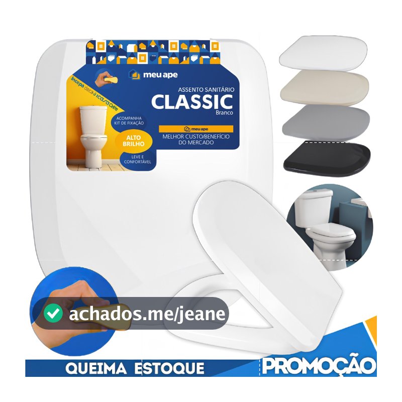 Assento Sanitário Tampa Vaso Almofadado Classic Quadrado Retangular Icasa Deca Celite Hervy Fiori