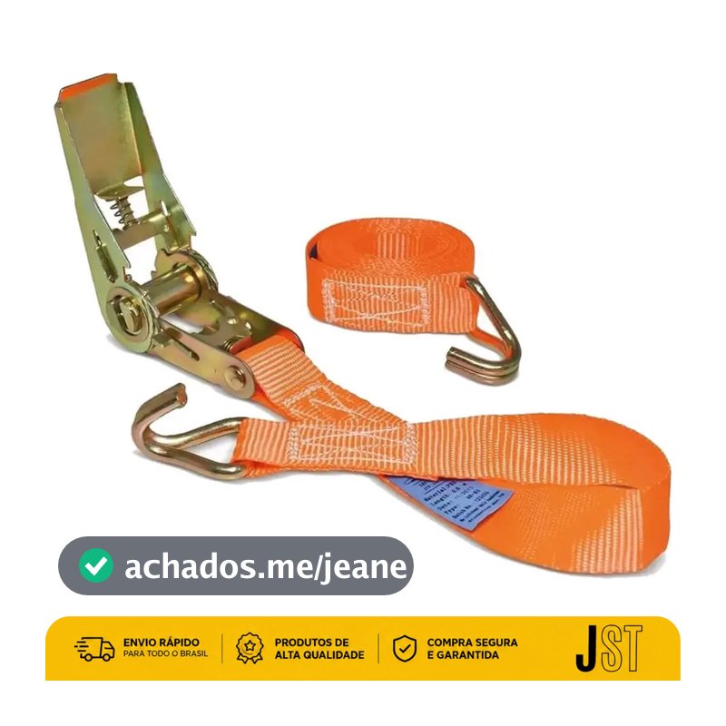 Cinta De Amarração Com Catraca Moto 3m 800kg JST RCAI-2037 Gancho J Carga
