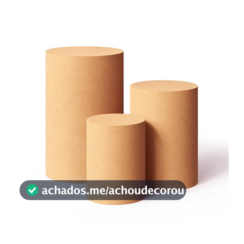 Trio Reforçado De Mesas Cilindro Liso Mdf Decoração Festa Pegue e Monte