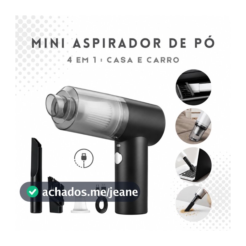 Mini Aspirador de Pó 4 em 1 Sem Fio com Soprador Multifuncional Recarregável