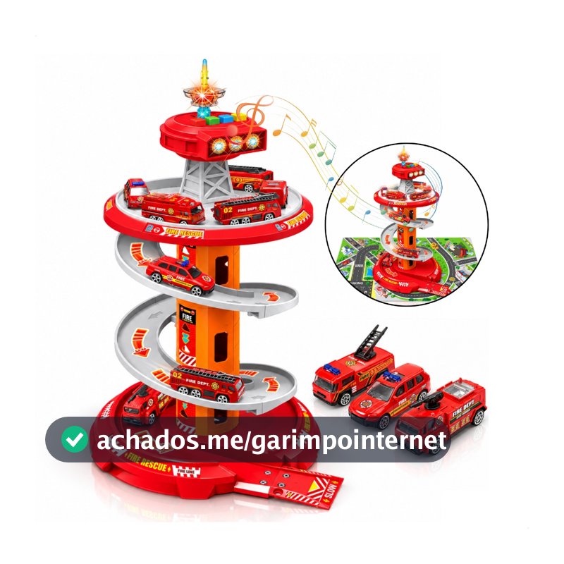 Pista Infantil de Carrinho Brinquedo Luz e Som com 3 Carrinhos Inclusos