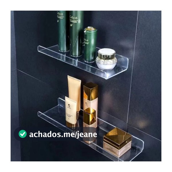 Prateleira Flutuante Acrílico Formato U Organizador Quarto Sala Cozinha Suporte Tênis Bonecos Temperos Shampoo