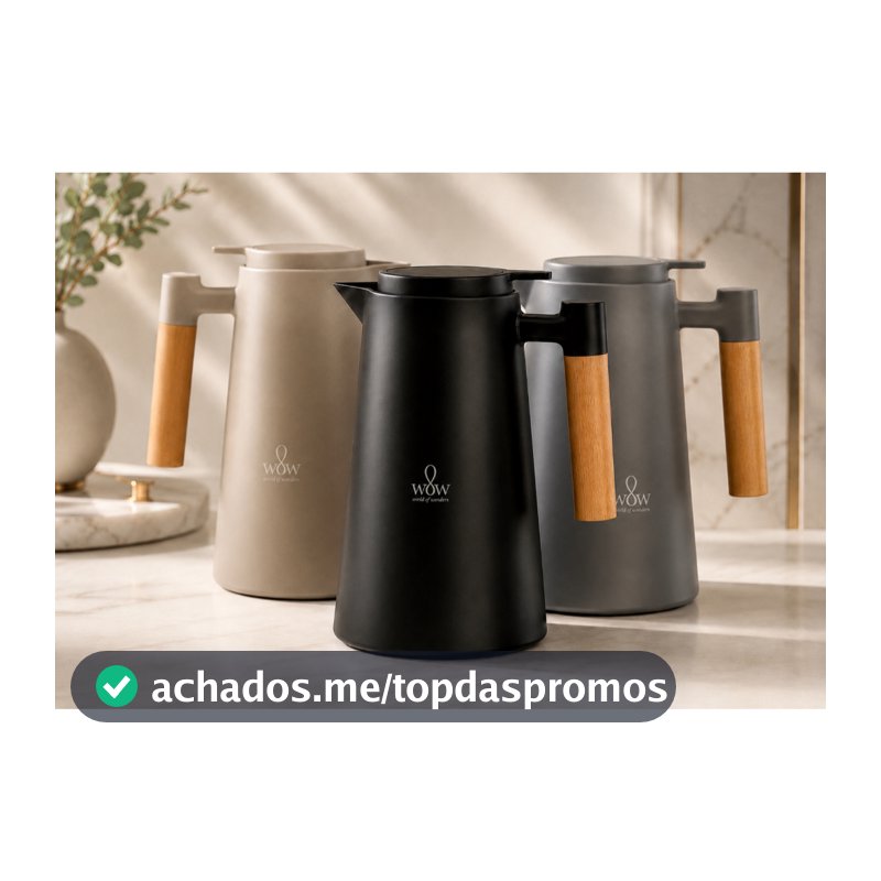 Garrafa Térmica Cabo Madeira Para Café 1l