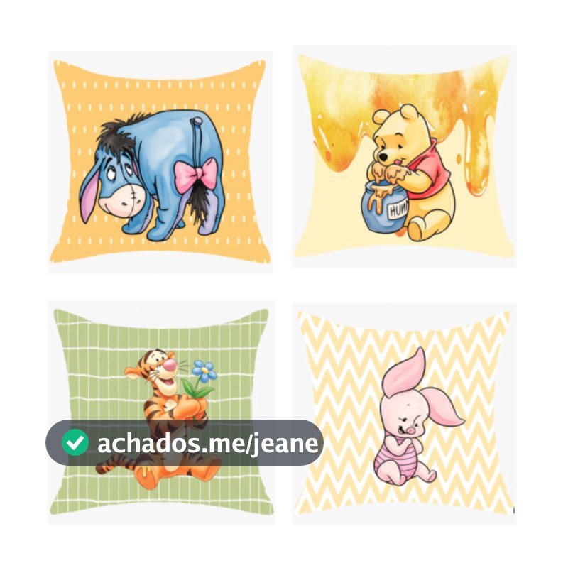 Capa de Almofada Ursinho Pooh 42x42 Infantil Decorativa Tecido Sublimado