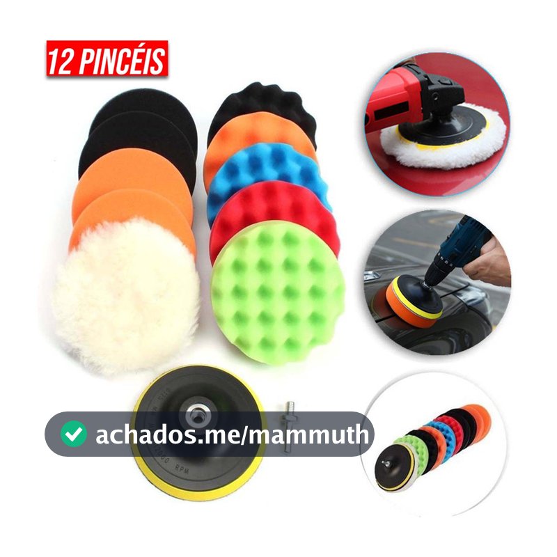 5/7/8/12 Peças Kit Boina de Polimento Automotivo M10/M14 3 Polegadas | Espuma e Lã para Furadeira