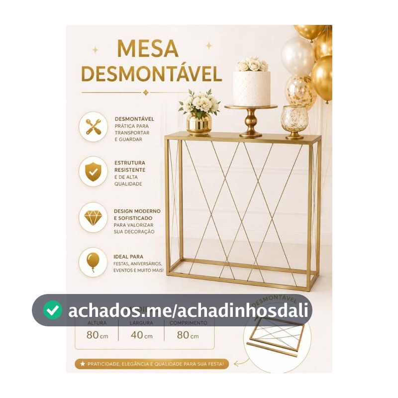 Mesa Teia Desmontável Treliça Grande Festa Eventos Decoração Dobrável 80x40x80 Desmontável