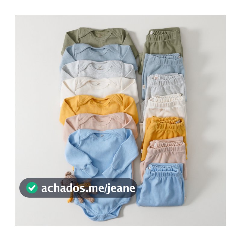 Kit Roupa De Bebe 4 Peças Canelado 2 Conjuntos Body Manga longa E Mijão Enxoval