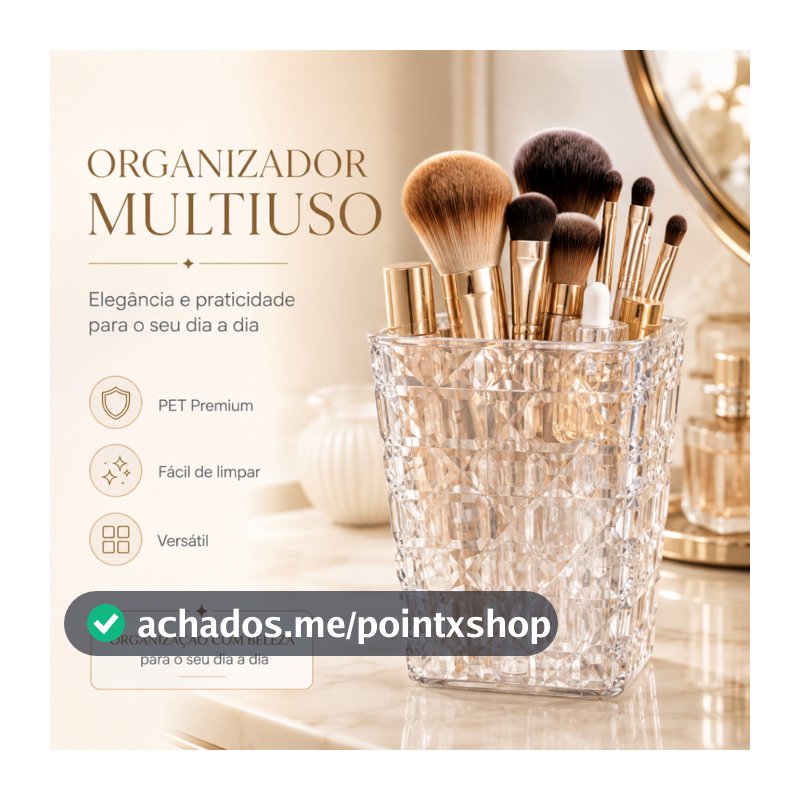 Organizador Multiuso Porta Pincel Maquiagem Penteadeira Banheiro Porta Canetas Escovas Cosmeticos Acrilico Transparente
