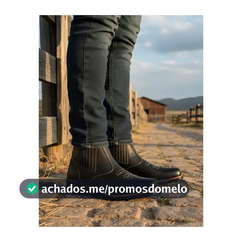 Botina Masculina Couro Legítimo Bota Cano Curto Country A Pronta Entrega