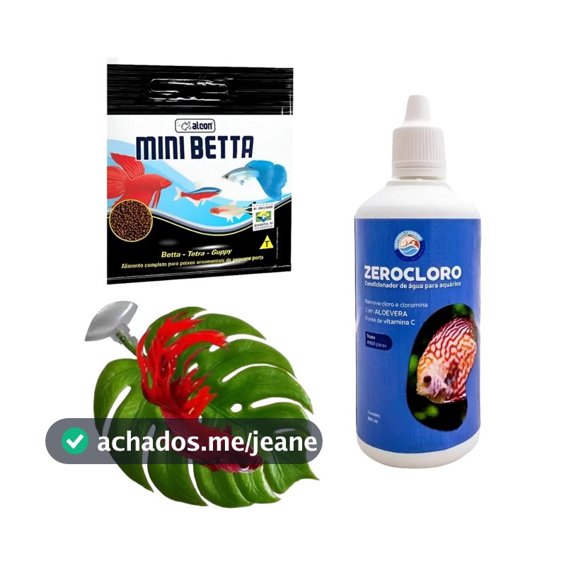 Folha Peixe Betta Anticloro Zero Cloro 20ml Ração Mini Betta Zerocloro Condicionador Peixes Kit Cama Descanso Anti Betta