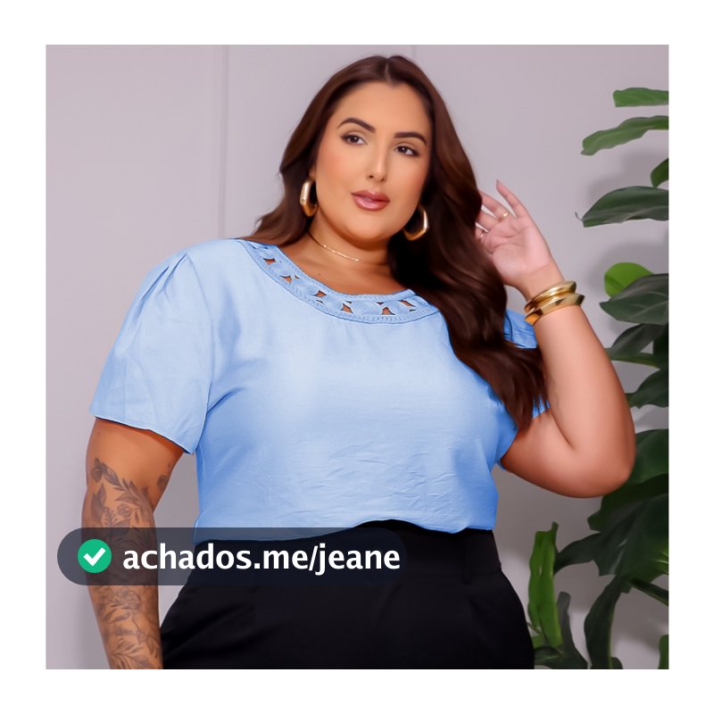 Blusa Feminina Bordada Plus Size Bufante Tranças