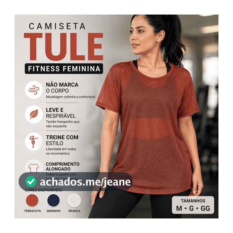 Camiseta Fitness Feminina Tule Leve e Respirável Academia Soltinha Não Marca o Corpo Treino Estilo