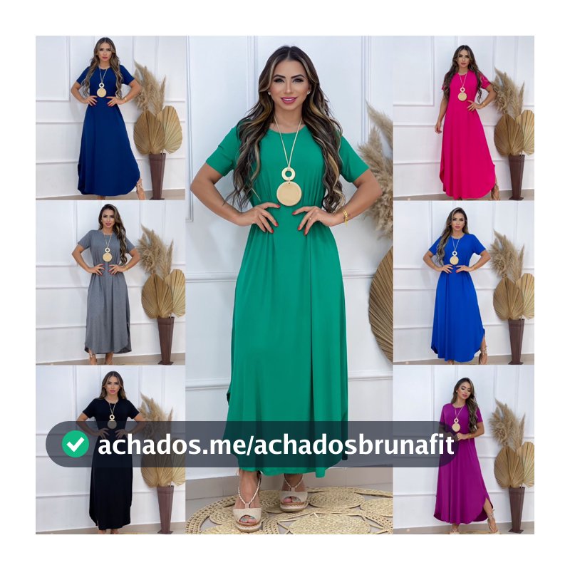 Vestido Longo Saruel Feminino Manga Viscrolaycra Roupas Femininas