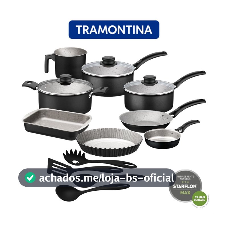 Jogo De Panelas Antiaderente Tramontina 12 Peças Turim Com Utensílios