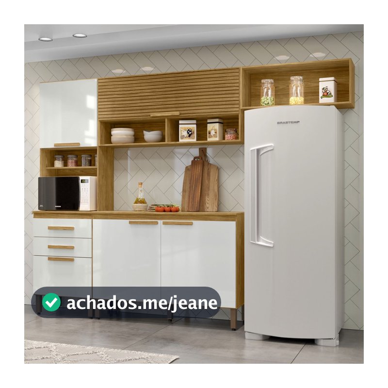 Cozinha Compacta Sara 5 Portas 2 Gavetas Marrocos/Off White - MX Móveis