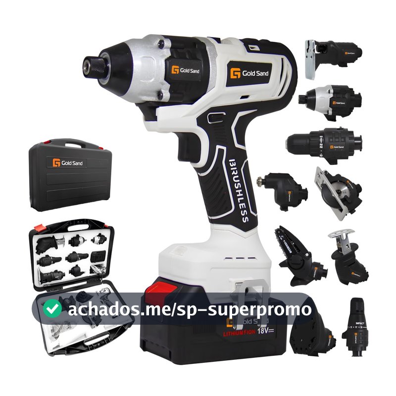 Kit 10 em 1 Parafusadeira Furadeira Lixadeira Serra Motosserra Martelete Elétrico Impacto Portátil