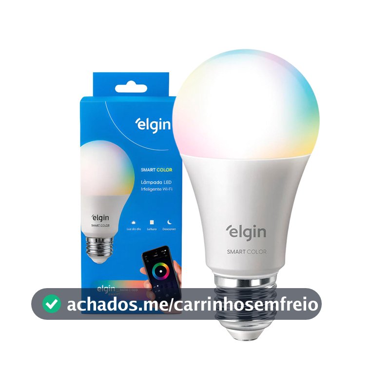 Lâmpada Inteligente Bulbo LED Elgin 10W ou 15W Smart Color RGB Wifi Compatível com Alexa