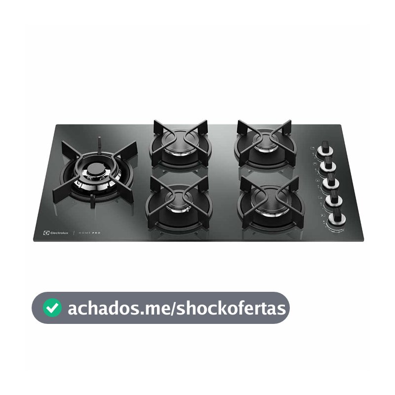 Cooktop a Gás Electrolux Home Pro em Vidro com 05 Bocas Preto - KE5HP