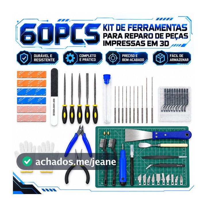 Kit Ferramentas para Impressão 3D Rebarbação Limpeza Acabamento Manutenção Acessórios para Impressora 3D Até 60 Peças